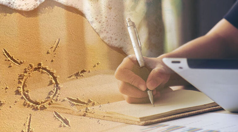 Business women signature at document